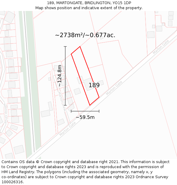 189, MARTONGATE, BRIDLINGTON, YO15 1DP: Plot and title map