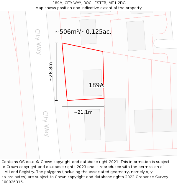 189A, CITY WAY, ROCHESTER, ME1 2BG: Plot and title map