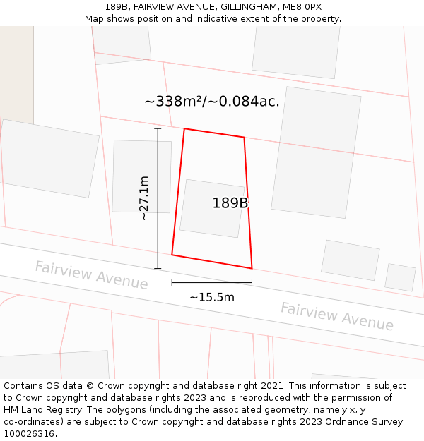 189B, FAIRVIEW AVENUE, GILLINGHAM, ME8 0PX: Plot and title map