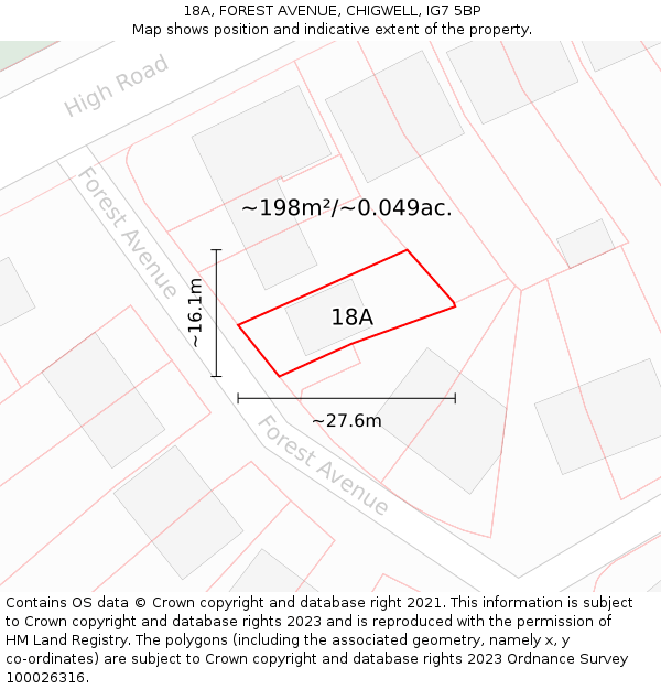 18A, FOREST AVENUE, CHIGWELL, IG7 5BP: Plot and title map