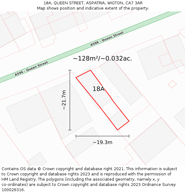 18A, QUEEN STREET, ASPATRIA, WIGTON, CA7 3AR: Plot and title map