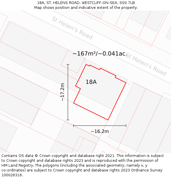 18A, ST. HELENS ROAD, WESTCLIFF-ON-SEA, SS0 7LB: Plot and title map