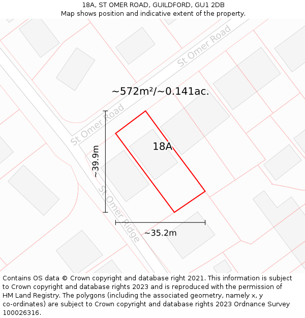 18A, ST OMER ROAD, GUILDFORD, GU1 2DB: Plot and title map