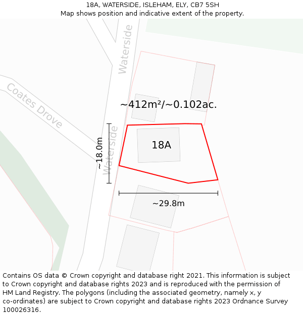 18A, WATERSIDE, ISLEHAM, ELY, CB7 5SH: Plot and title map