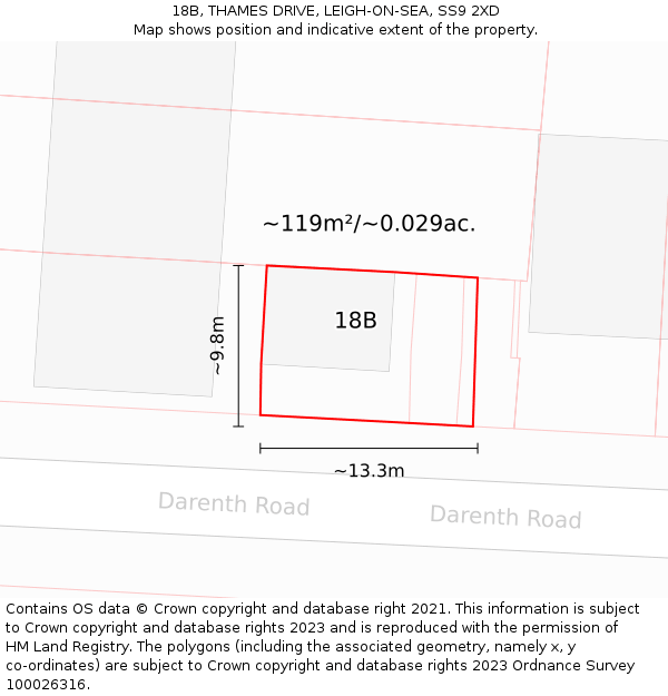 18B, THAMES DRIVE, LEIGH-ON-SEA, SS9 2XD: Plot and title map