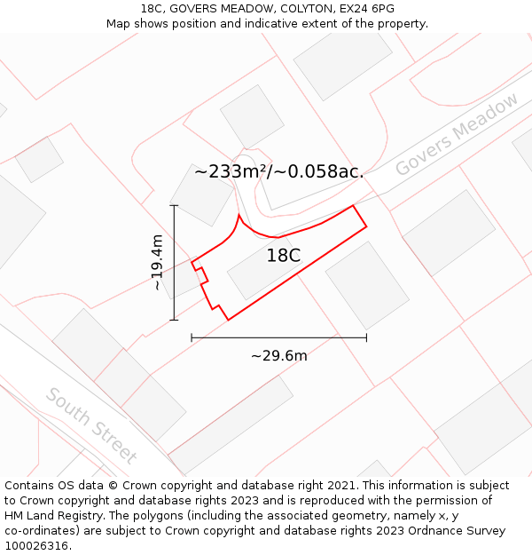 18C, GOVERS MEADOW, COLYTON, EX24 6PG: Plot and title map