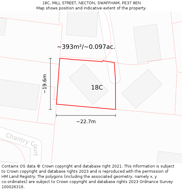 18C, MILL STREET, NECTON, SWAFFHAM, PE37 8EN: Plot and title map