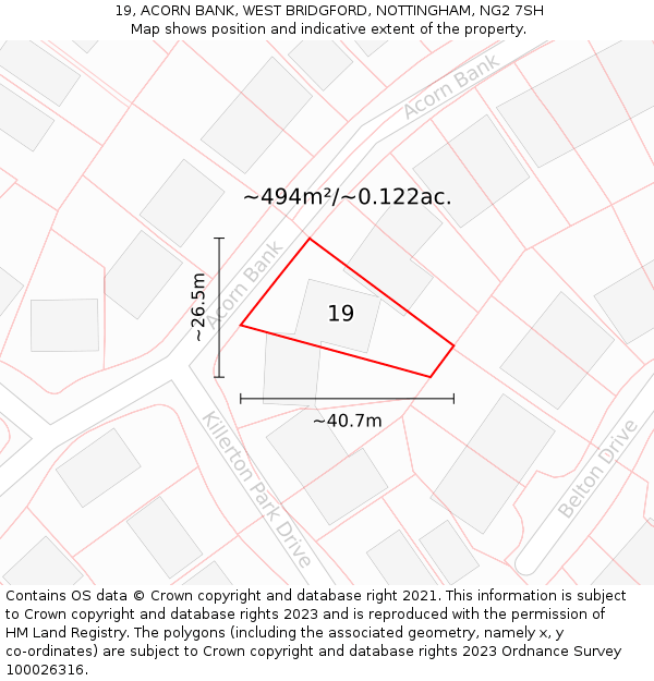 19, ACORN BANK, WEST BRIDGFORD, NOTTINGHAM, NG2 7SH: Plot and title map