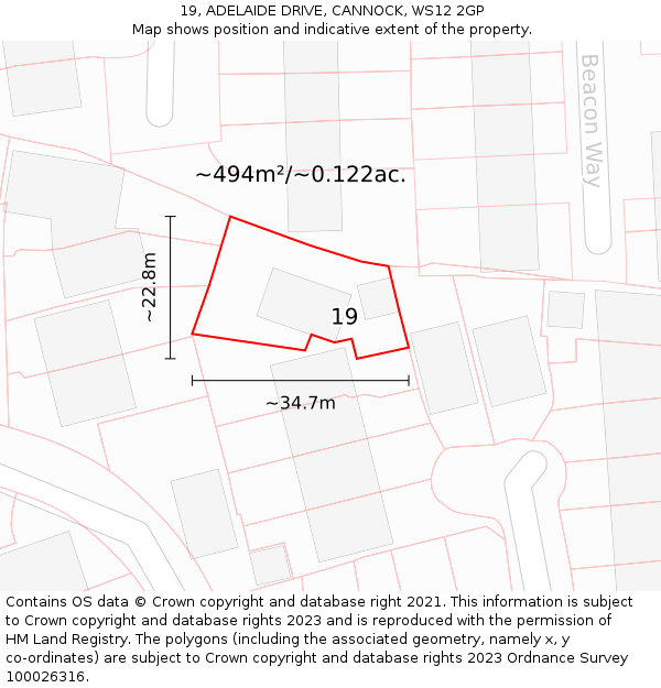 19, ADELAIDE DRIVE, CANNOCK, WS12 2GP: Plot and title map