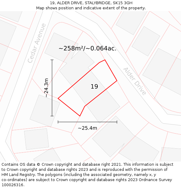 19, ALDER DRIVE, STALYBRIDGE, SK15 3GH: Plot and title map