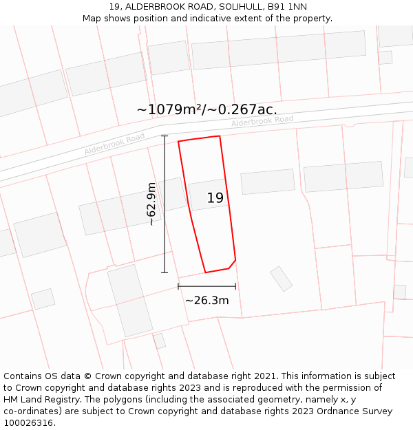 19, ALDERBROOK ROAD, SOLIHULL, B91 1NN: Plot and title map