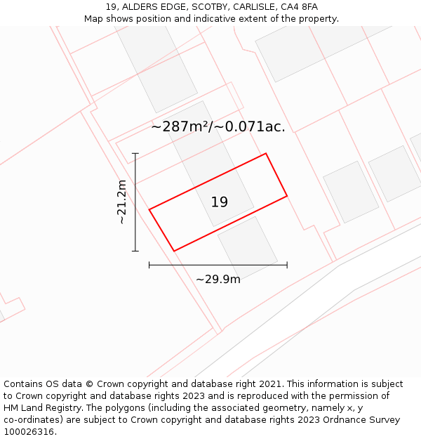 19, ALDERS EDGE, SCOTBY, CARLISLE, CA4 8FA: Plot and title map