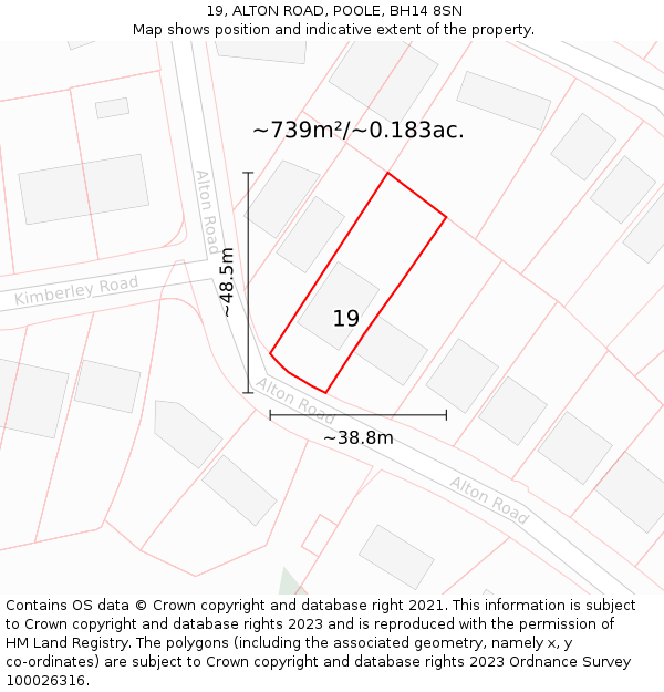 19, ALTON ROAD, POOLE, BH14 8SN: Plot and title map