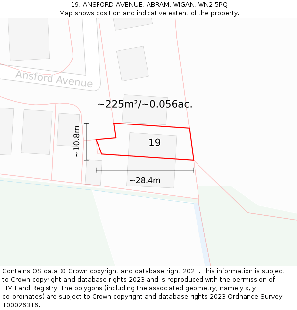 19, ANSFORD AVENUE, ABRAM, WIGAN, WN2 5PQ: Plot and title map