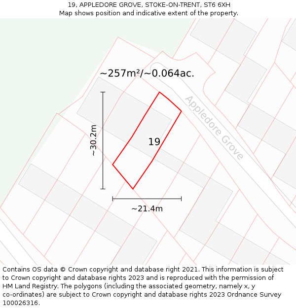 19, APPLEDORE GROVE, STOKE-ON-TRENT, ST6 6XH: Plot and title map