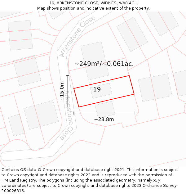 19, ARKENSTONE CLOSE, WIDNES, WA8 4GH: Plot and title map