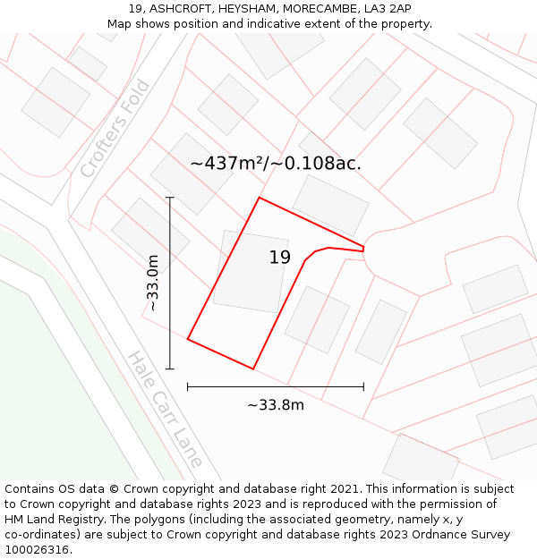 19, ASHCROFT, HEYSHAM, MORECAMBE, LA3 2AP: Plot and title map