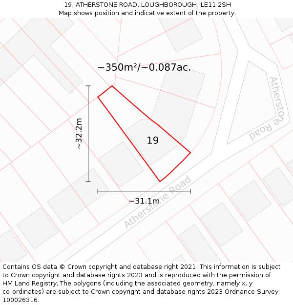 19, ATHERSTONE ROAD, LOUGHBOROUGH, LE11 2SH: Plot and title map