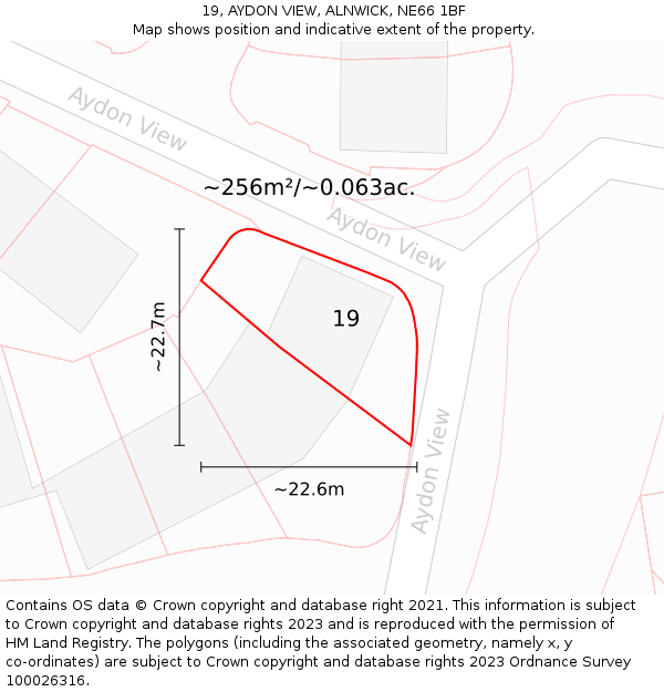 19, AYDON VIEW, ALNWICK, NE66 1BF: Plot and title map