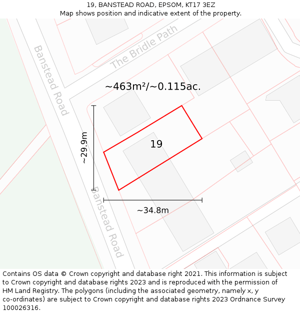 19, BANSTEAD ROAD, EPSOM, KT17 3EZ: Plot and title map