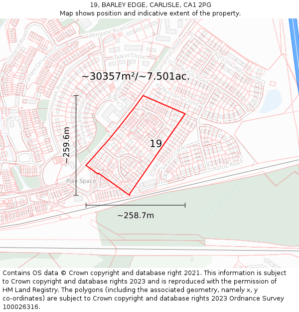 19, BARLEY EDGE, CARLISLE, CA1 2PG: Plot and title map