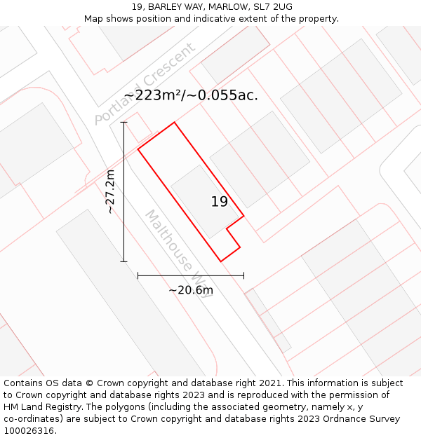 19, BARLEY WAY, MARLOW, SL7 2UG: Plot and title map