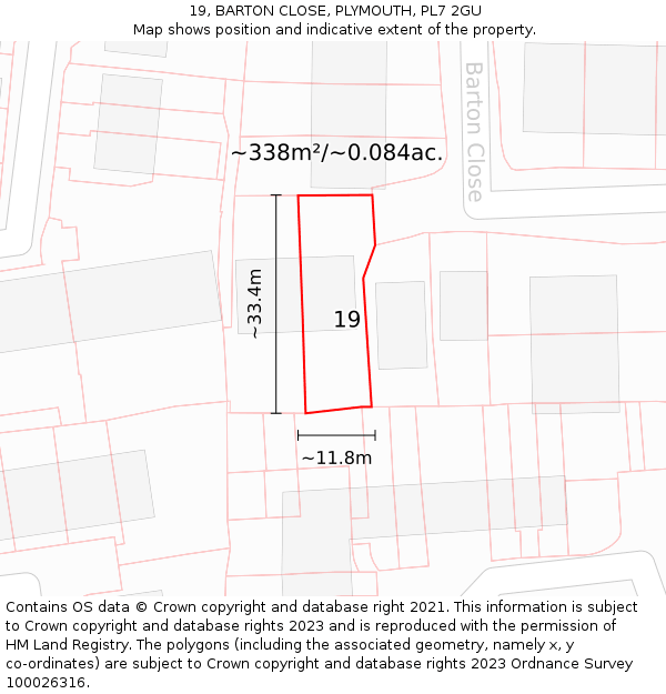 19, BARTON CLOSE, PLYMOUTH, PL7 2GU: Plot and title map