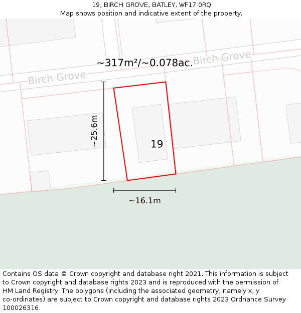 19, BIRCH GROVE, BATLEY, WF17 0RQ: Plot and title map