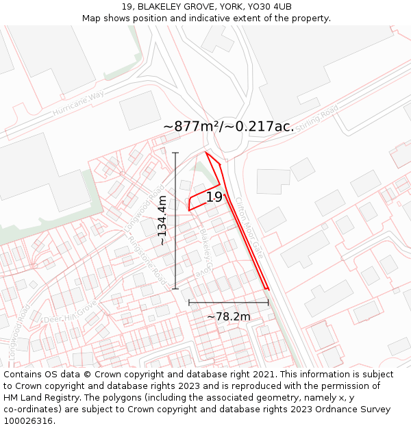 19, BLAKELEY GROVE, YORK, YO30 4UB: Plot and title map