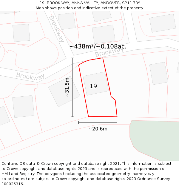 19, BROOK WAY, ANNA VALLEY, ANDOVER, SP11 7RY: Plot and title map