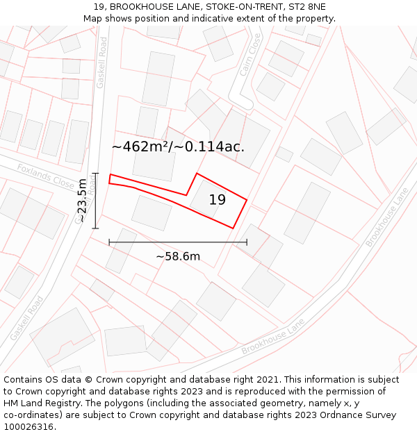 19, BROOKHOUSE LANE, STOKE-ON-TRENT, ST2 8NE: Plot and title map