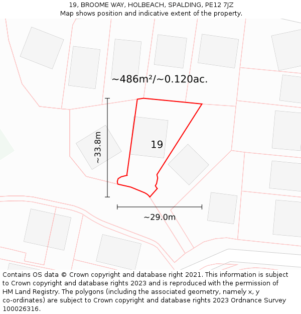 19, BROOME WAY, HOLBEACH, SPALDING, PE12 7JZ: Plot and title map