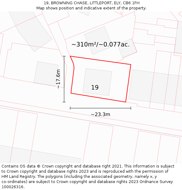 19, BROWNING CHASE, LITTLEPORT, ELY, CB6 1FH: Plot and title map