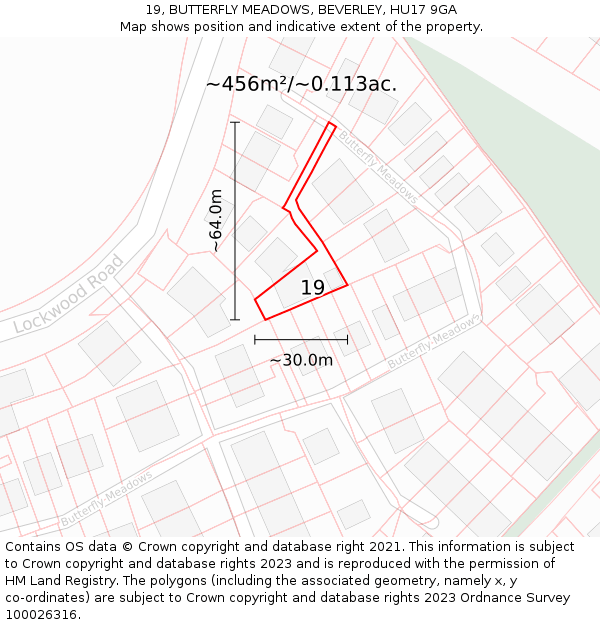 19, BUTTERFLY MEADOWS, BEVERLEY, HU17 9GA: Plot and title map