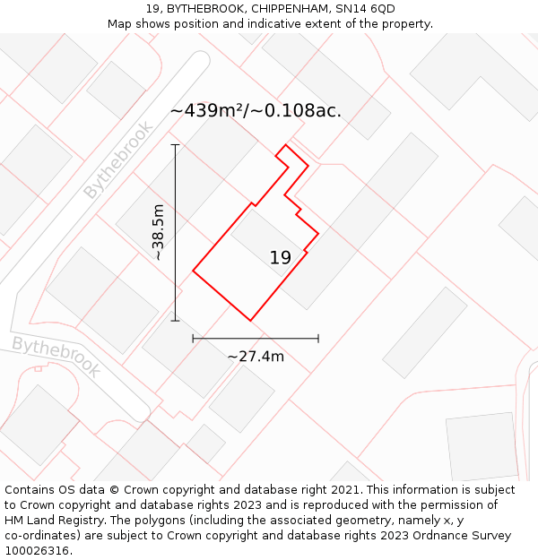 19, BYTHEBROOK, CHIPPENHAM, SN14 6QD: Plot and title map