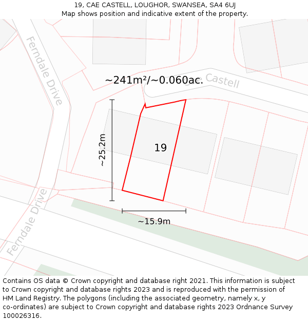 19, CAE CASTELL, LOUGHOR, SWANSEA, SA4 6UJ: Plot and title map