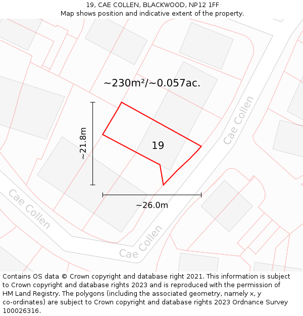 19, CAE COLLEN, BLACKWOOD, NP12 1FF: Plot and title map