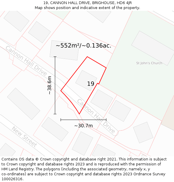 19, CANNON HALL DRIVE, BRIGHOUSE, HD6 4JR: Plot and title map