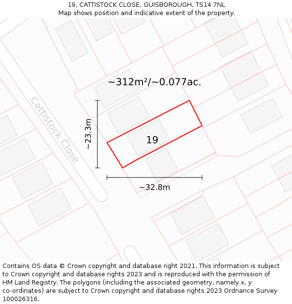 19, CATTISTOCK CLOSE, GUISBOROUGH, TS14 7NL: Plot and title map