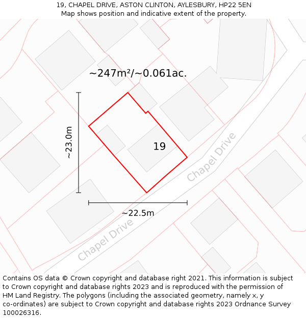 19, CHAPEL DRIVE, ASTON CLINTON, AYLESBURY, HP22 5EN: Plot and title map