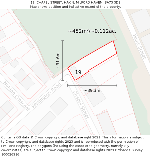 19, CHAPEL STREET, HAKIN, MILFORD HAVEN, SA73 3DE: Plot and title map