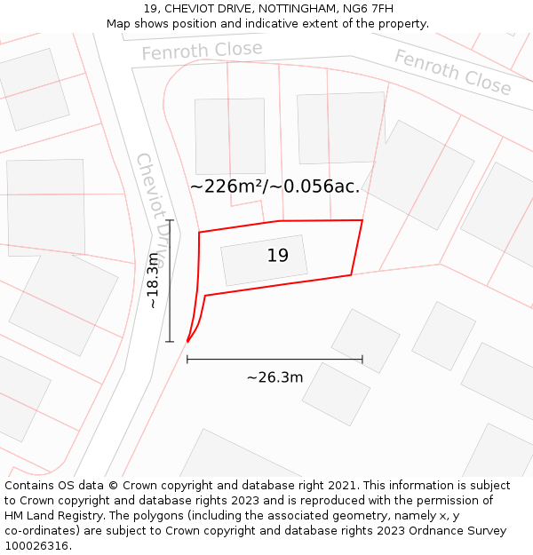19, CHEVIOT DRIVE, NOTTINGHAM, NG6 7FH: Plot and title map