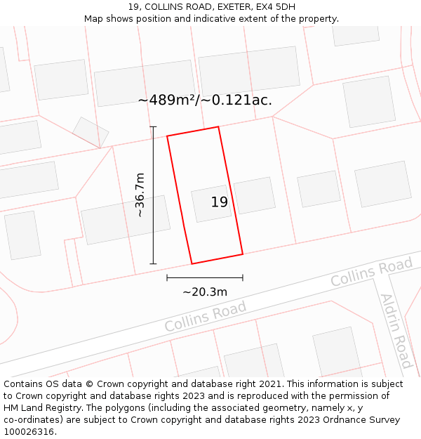 19, COLLINS ROAD, EXETER, EX4 5DH: Plot and title map