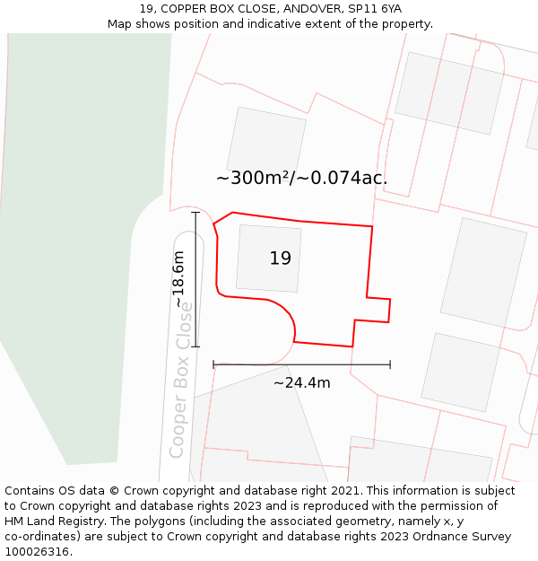 19, COPPER BOX CLOSE, ANDOVER, SP11 6YA: Plot and title map