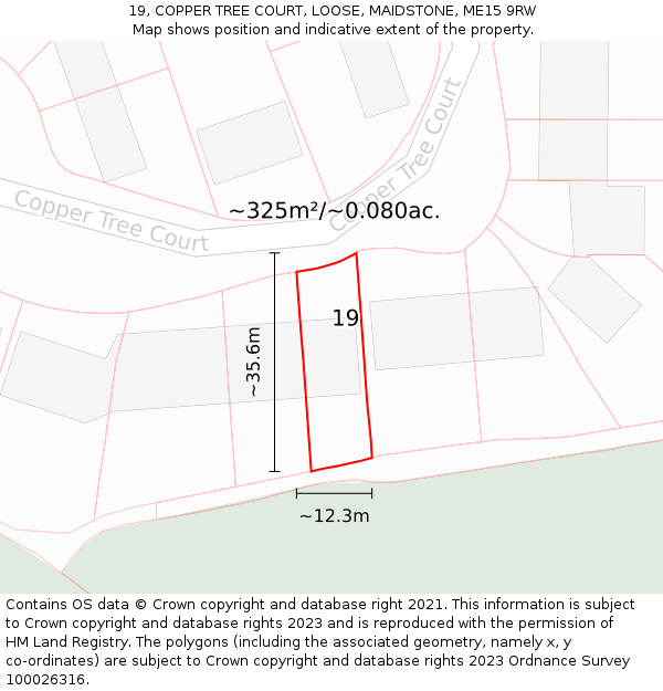 19, COPPER TREE COURT, LOOSE, MAIDSTONE, ME15 9RW: Plot and title map