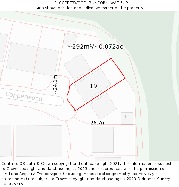 19, COPPERWOOD, RUNCORN, WA7 6UP: Plot and title map