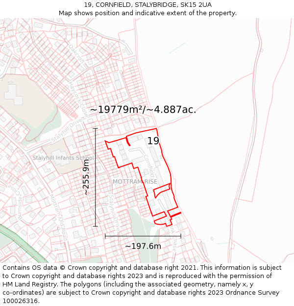 19, CORNFIELD, STALYBRIDGE, SK15 2UA: Plot and title map