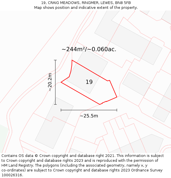 19, CRAIG MEADOWS, RINGMER, LEWES, BN8 5FB: Plot and title map