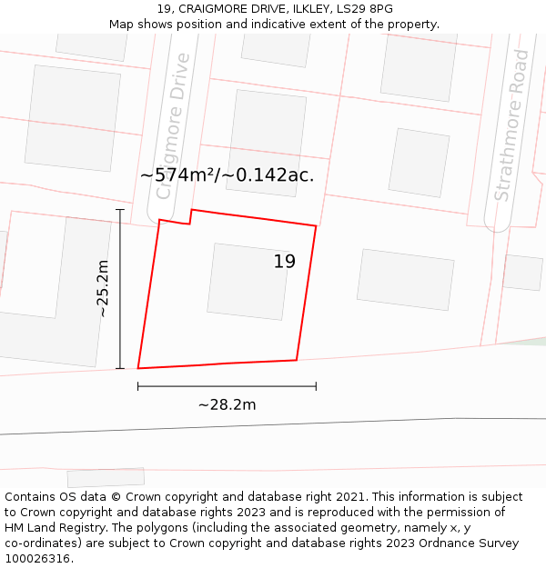 19, CRAIGMORE DRIVE, ILKLEY, LS29 8PG: Plot and title map