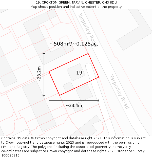 19, CROXTON GREEN, TARVIN, CHESTER, CH3 8DU: Plot and title map